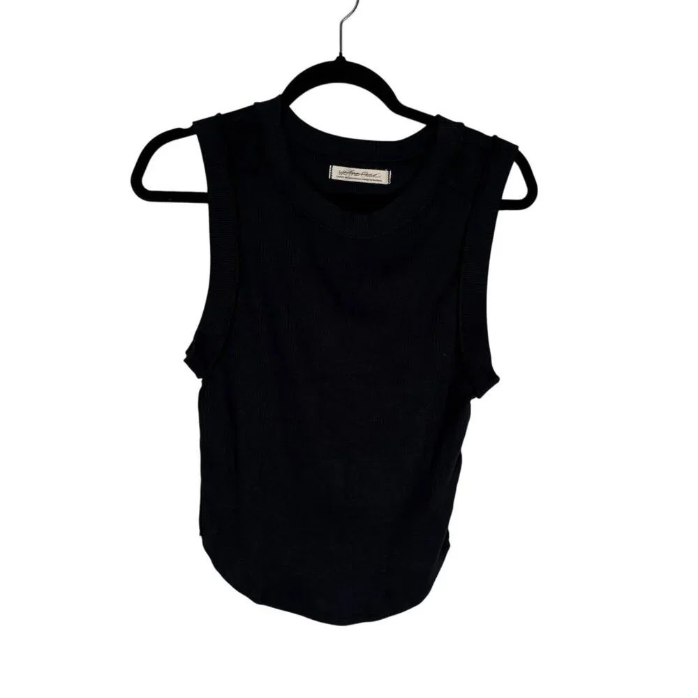 We The Free Women M Black Ribbed Casual Crew Neck Kate Tank Top NWOT - Picture 3 of 11